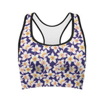 Watercolor Frangipani Flower Print Women's Sports Bra