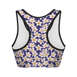 Watercolor Frangipani Flower Print Women's Sports Bra
