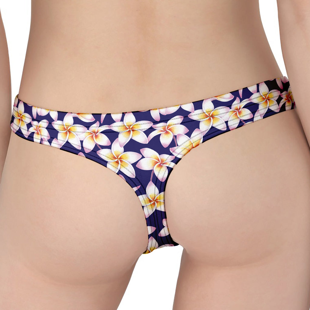 Watercolor Frangipani Flower Print Women's Thong