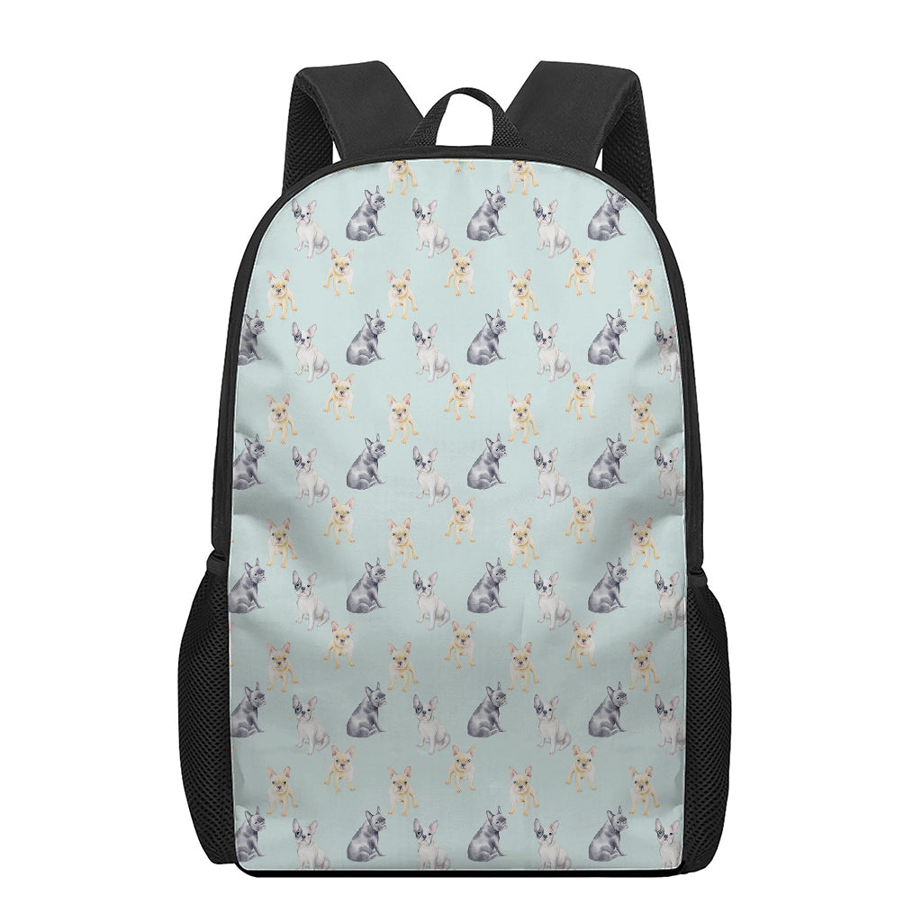 Watercolor French Bulldog Pattern Print 17 Inch Backpack