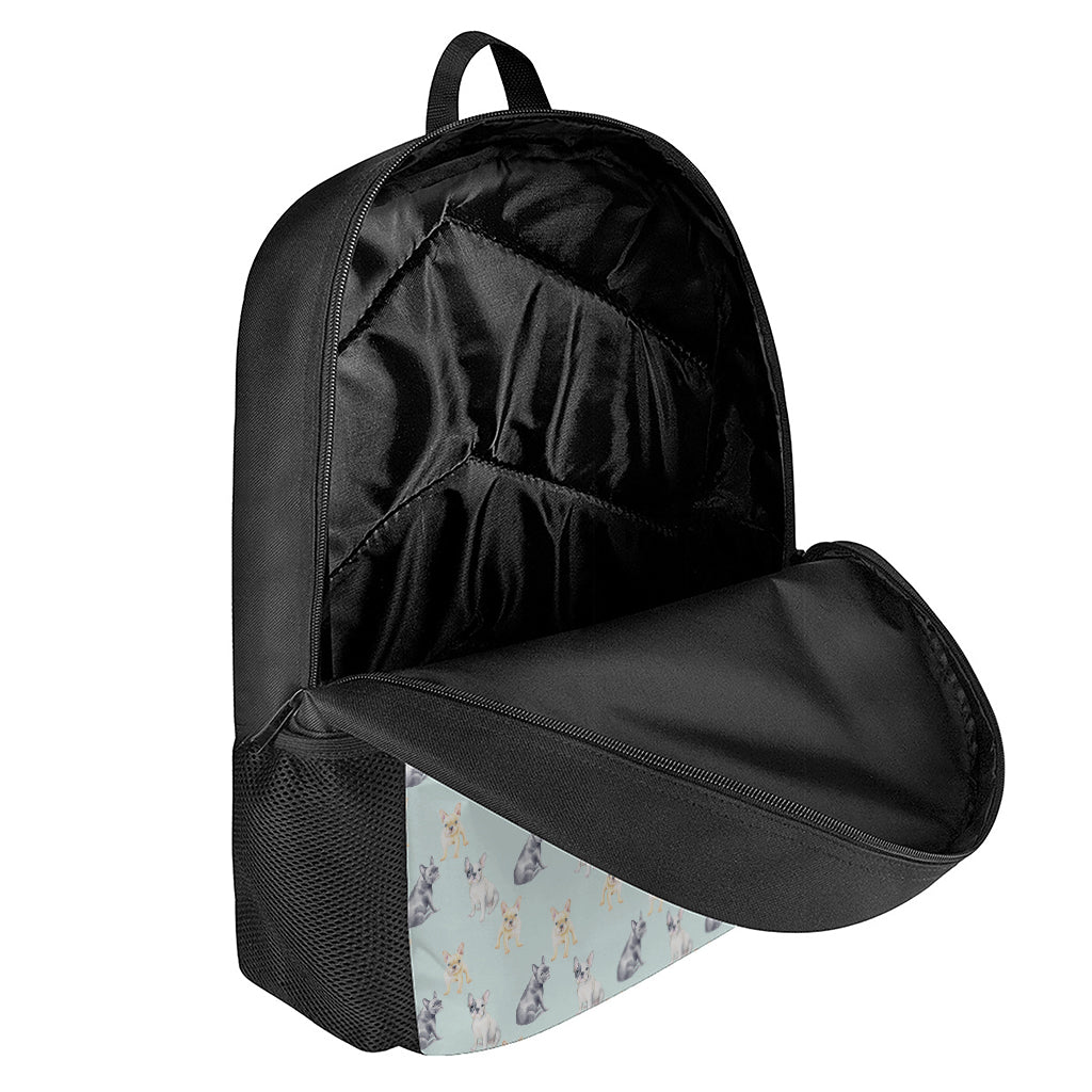 Watercolor French Bulldog Pattern Print 17 Inch Backpack
