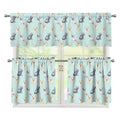 Watercolor French Bulldog Pattern Print 3 Piece Kitchen Curtains