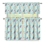 Watercolor French Bulldog Pattern Print 3 Piece Kitchen Curtains