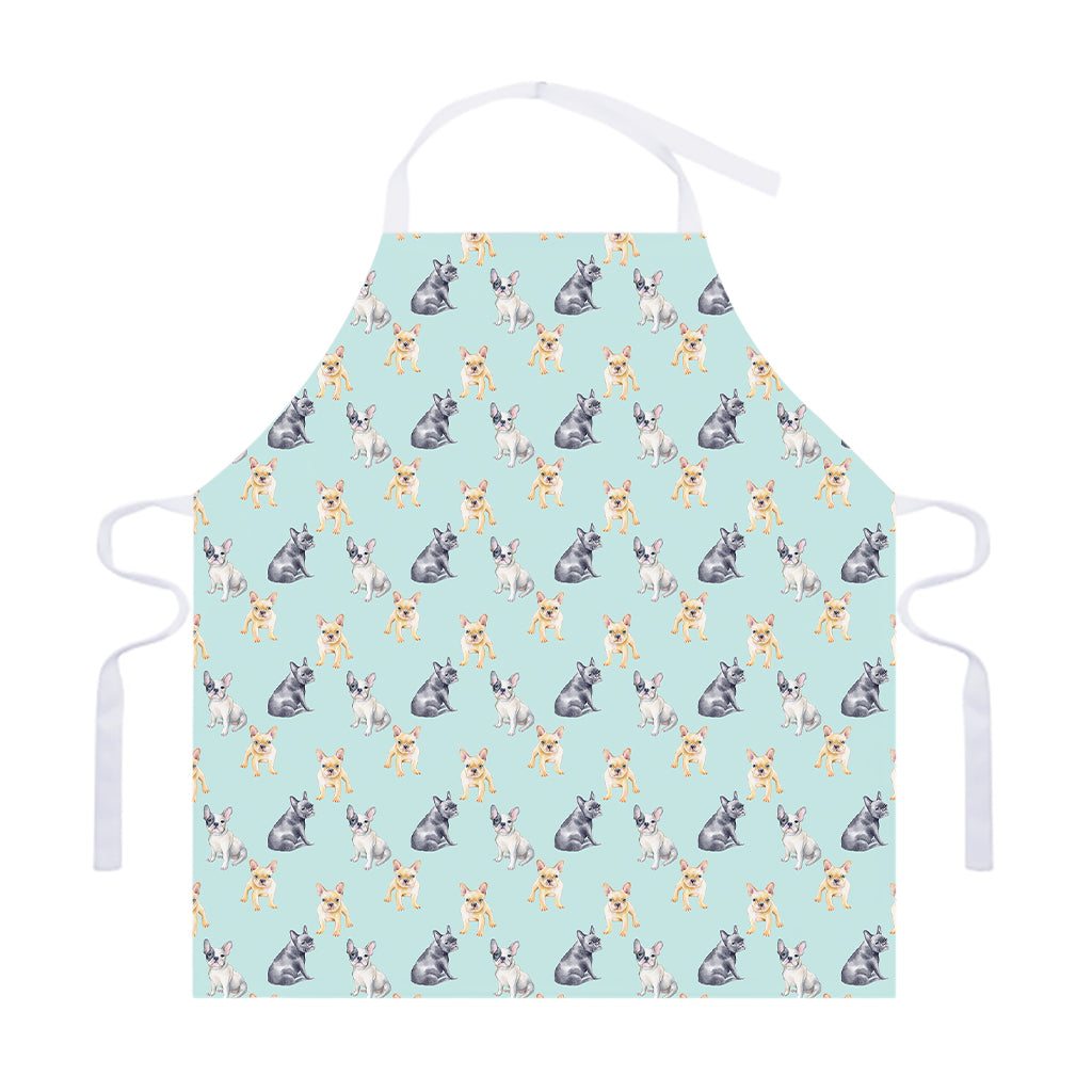 Watercolor French Bulldog Pattern Print Adjustable Apron