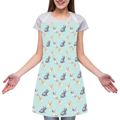 Watercolor French Bulldog Pattern Print Adjustable Apron