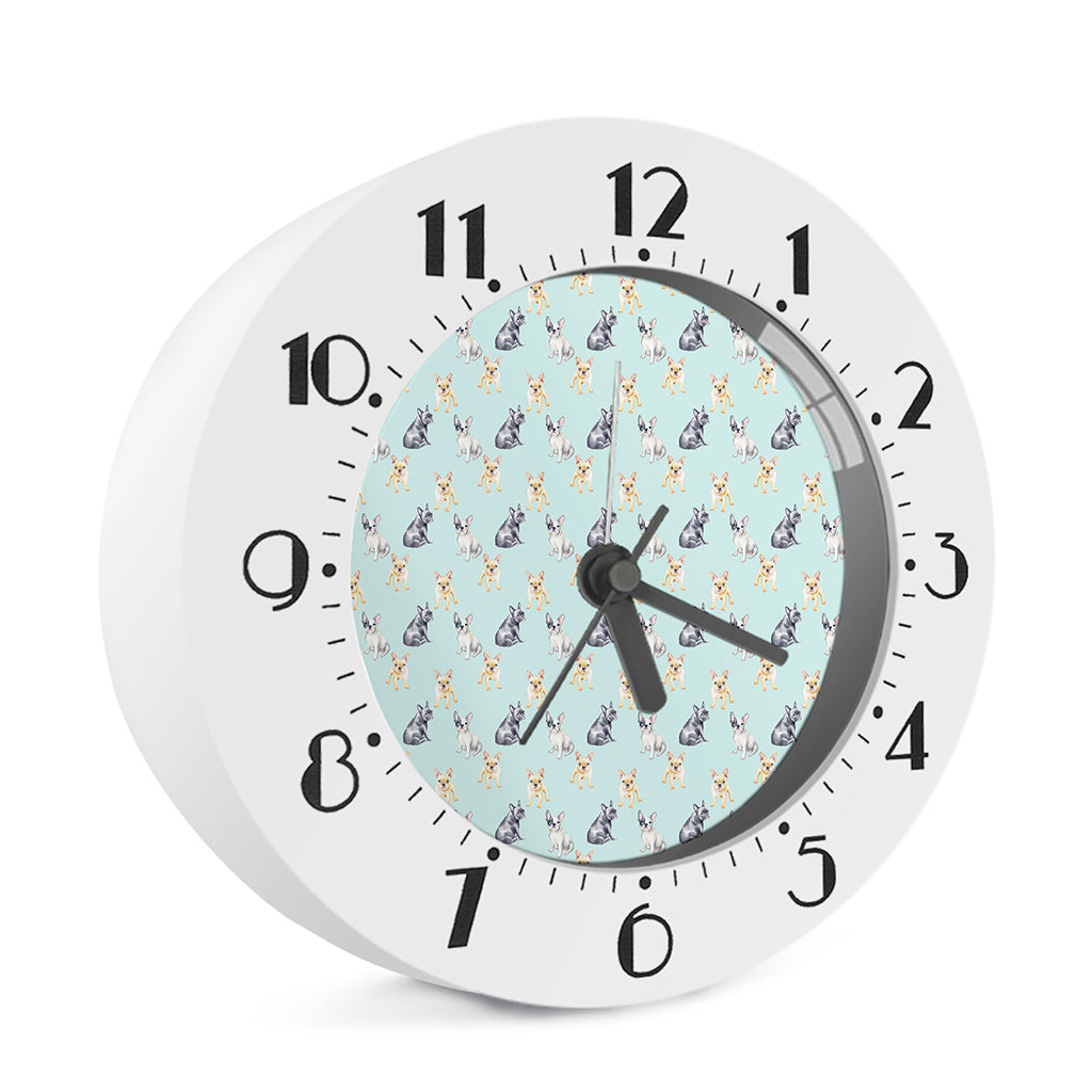 Watercolor French Bulldog Pattern Print Alarm Clock
