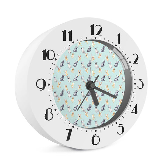 Watercolor French Bulldog Pattern Print Alarm Clock
