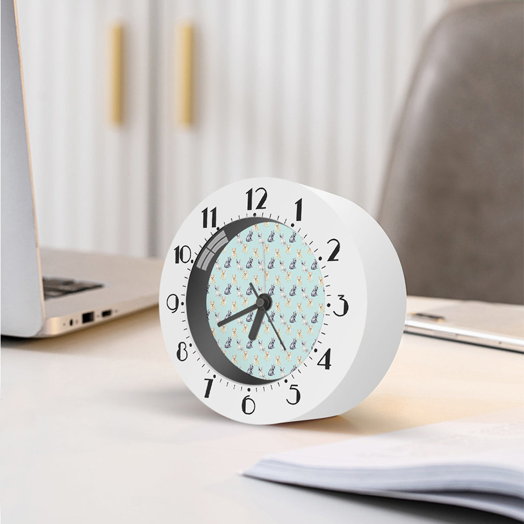 Watercolor French Bulldog Pattern Print Alarm Clock