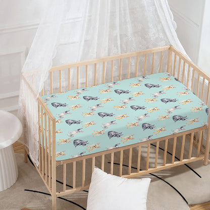 Watercolor French Bulldog Pattern Print Baby Crib Sheet