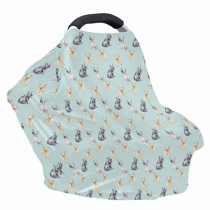 Watercolor French Bulldog Pattern Print Baby Seat Cover