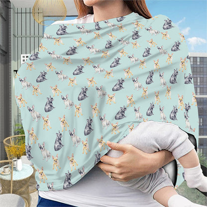 Watercolor French Bulldog Pattern Print Baby Seat Cover
