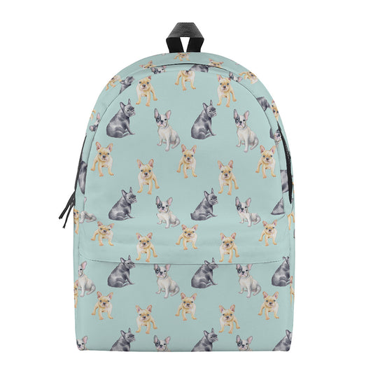Watercolor French Bulldog Pattern Print Backpack
