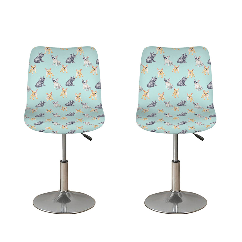Watercolor French Bulldog Pattern Print Bar Stool Covers