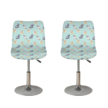 Watercolor French Bulldog Pattern Print Bar Stool Covers