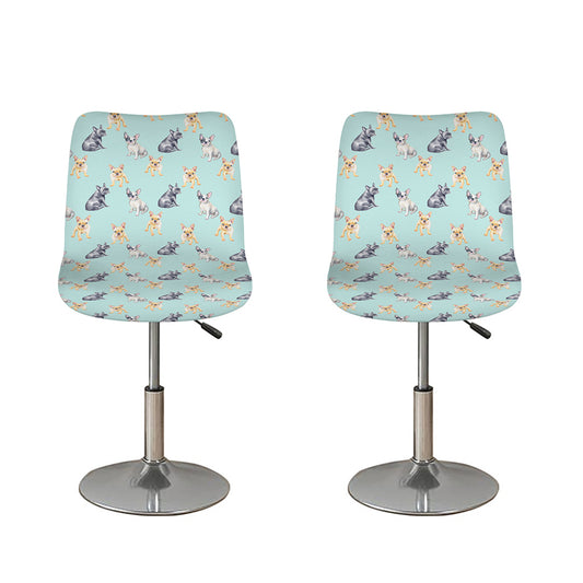 Watercolor French Bulldog Pattern Print Bar Stool Covers