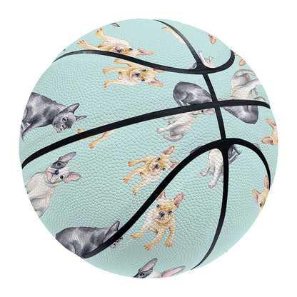 Watercolor French Bulldog Pattern Print Basketball