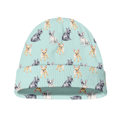 Watercolor French Bulldog Pattern Print Beanie