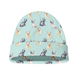 Watercolor French Bulldog Pattern Print Beanie