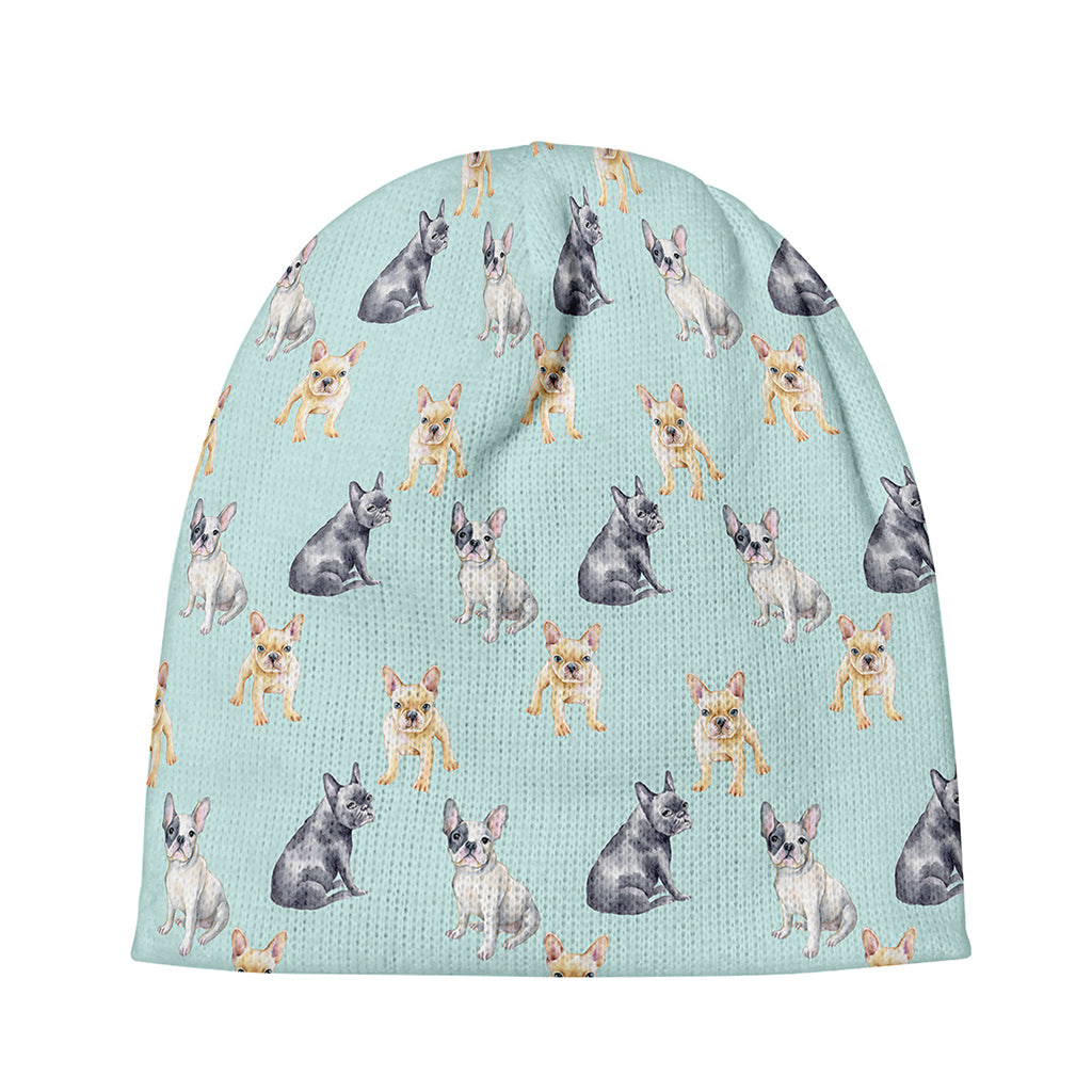 Watercolor French Bulldog Pattern Print Beanie