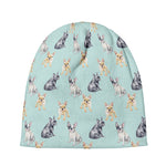 Watercolor French Bulldog Pattern Print Beanie