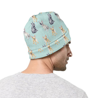 Watercolor French Bulldog Pattern Print Beanie
