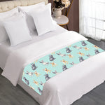 Watercolor French Bulldog Pattern Print Bed Runner