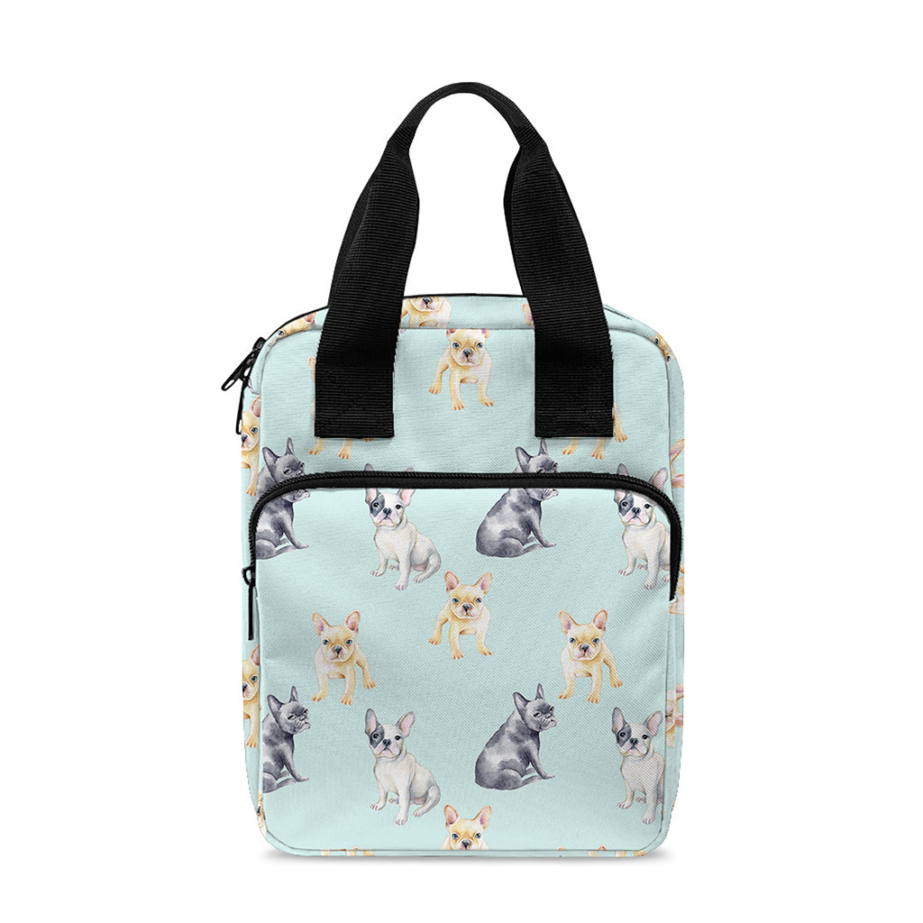 Watercolor French Bulldog Pattern Print Bible Tote Bag