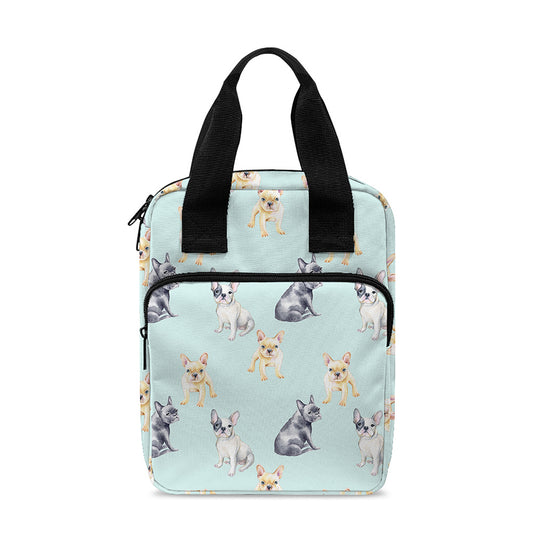 Watercolor French Bulldog Pattern Print Bible Tote Bag