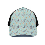 Watercolor French Bulldog Pattern Print Black Mesh Trucker Cap