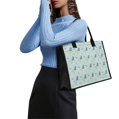 Watercolor French Bulldog Pattern Print Canvas Tote Bag