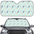 Watercolor French Bulldog Pattern Print Car Windshield Sun Shade