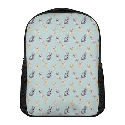Watercolor French Bulldog Pattern Print Casual Backpack