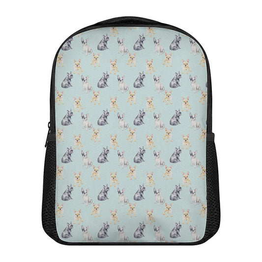 Watercolor French Bulldog Pattern Print Casual Backpack