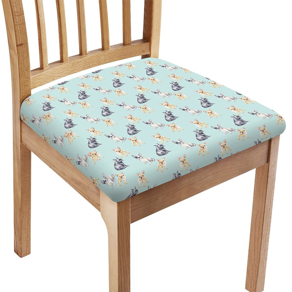 Watercolor French Bulldog Pattern Print Chair Cushion Cover