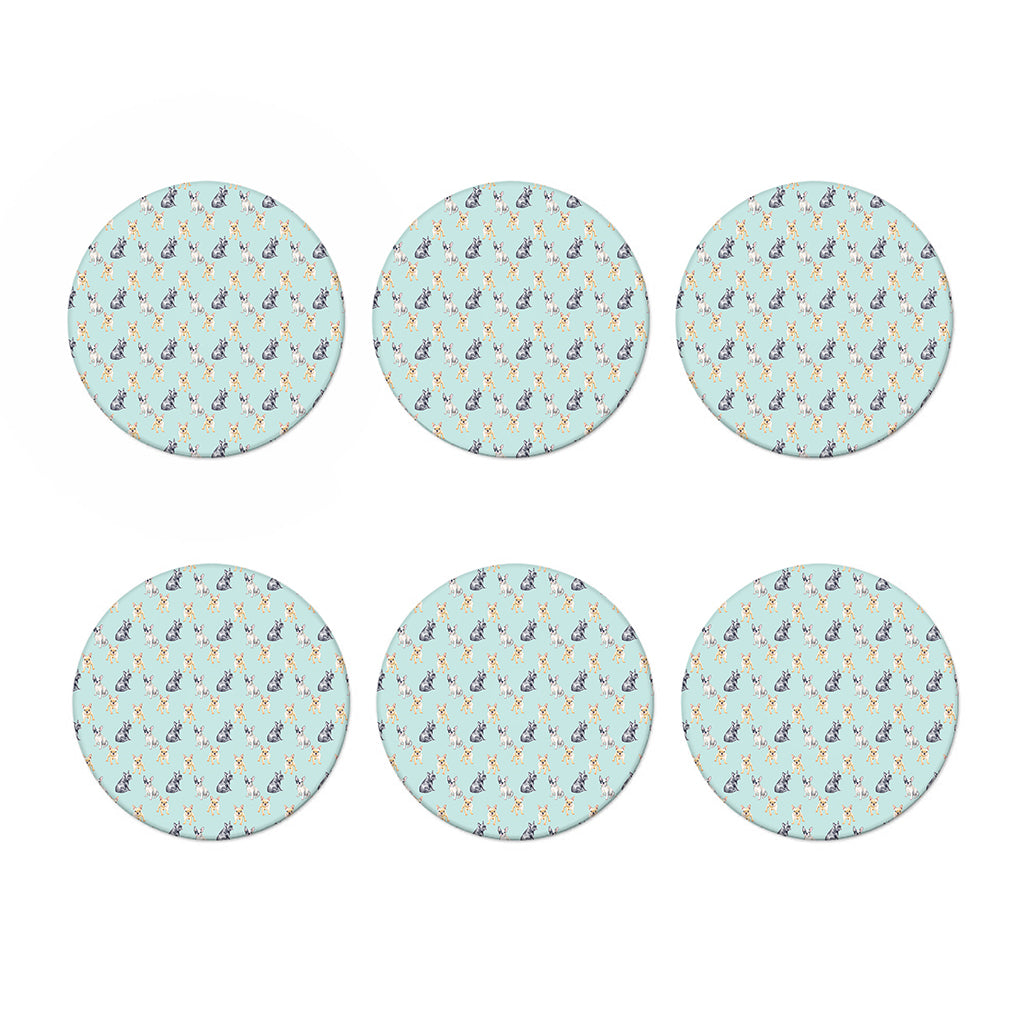 Watercolor French Bulldog Pattern Print Coaster Set