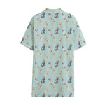 Watercolor French Bulldog Pattern Print Cotton Hawaiian Shirt