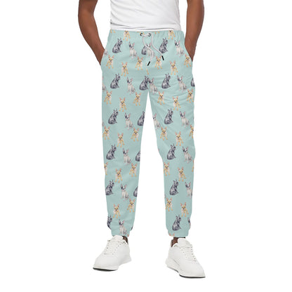 Watercolor French Bulldog Pattern Print Cotton Pants