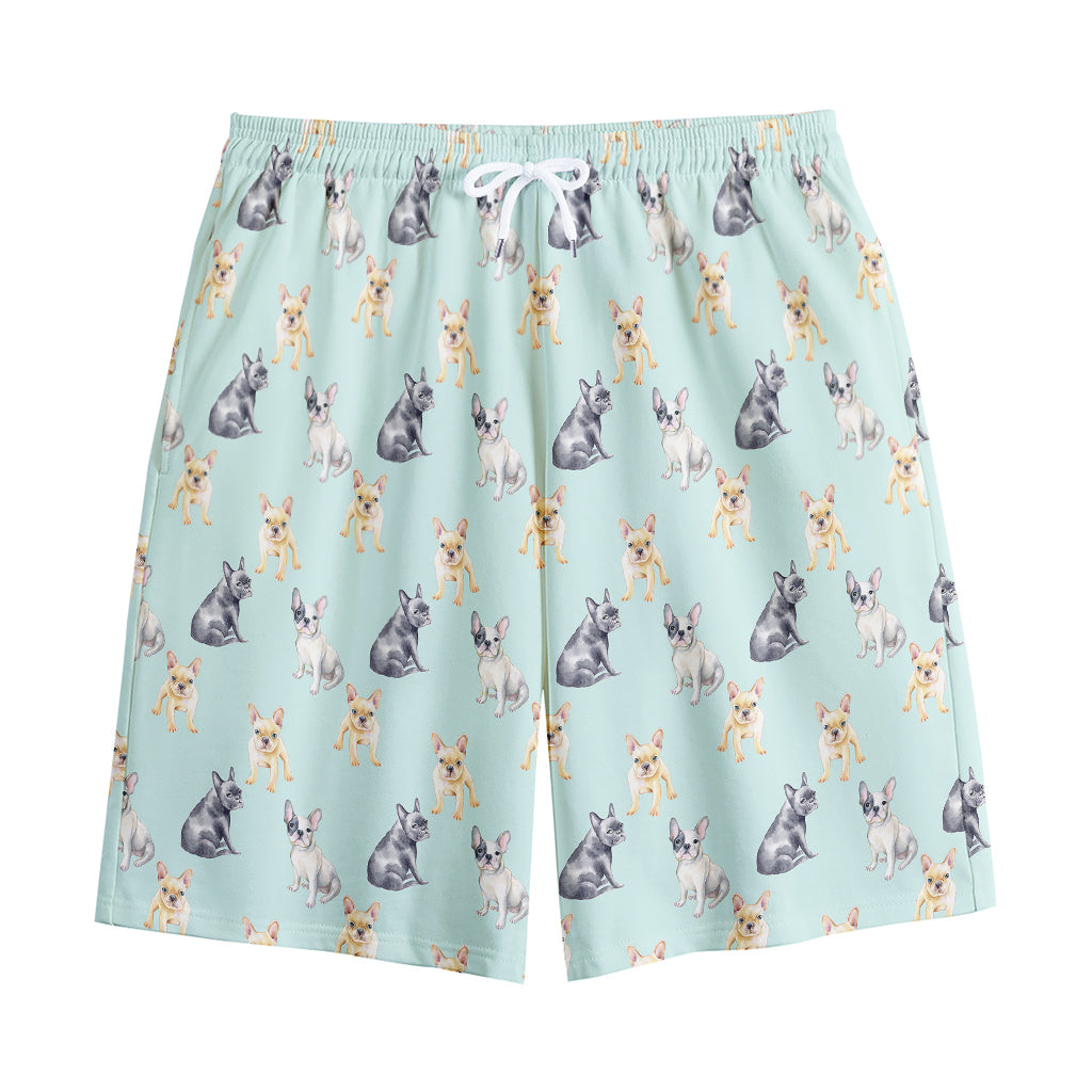 Watercolor French Bulldog Pattern Print Cotton Shorts