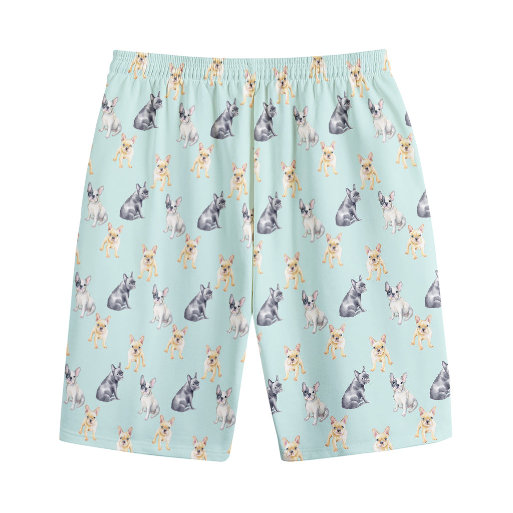 Watercolor French Bulldog Pattern Print Cotton Shorts