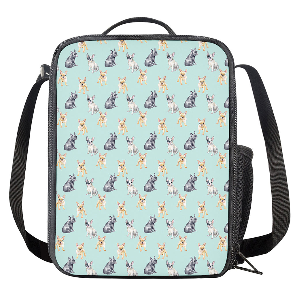 Watercolor French Bulldog Pattern Print Crossbody Lunch Bag