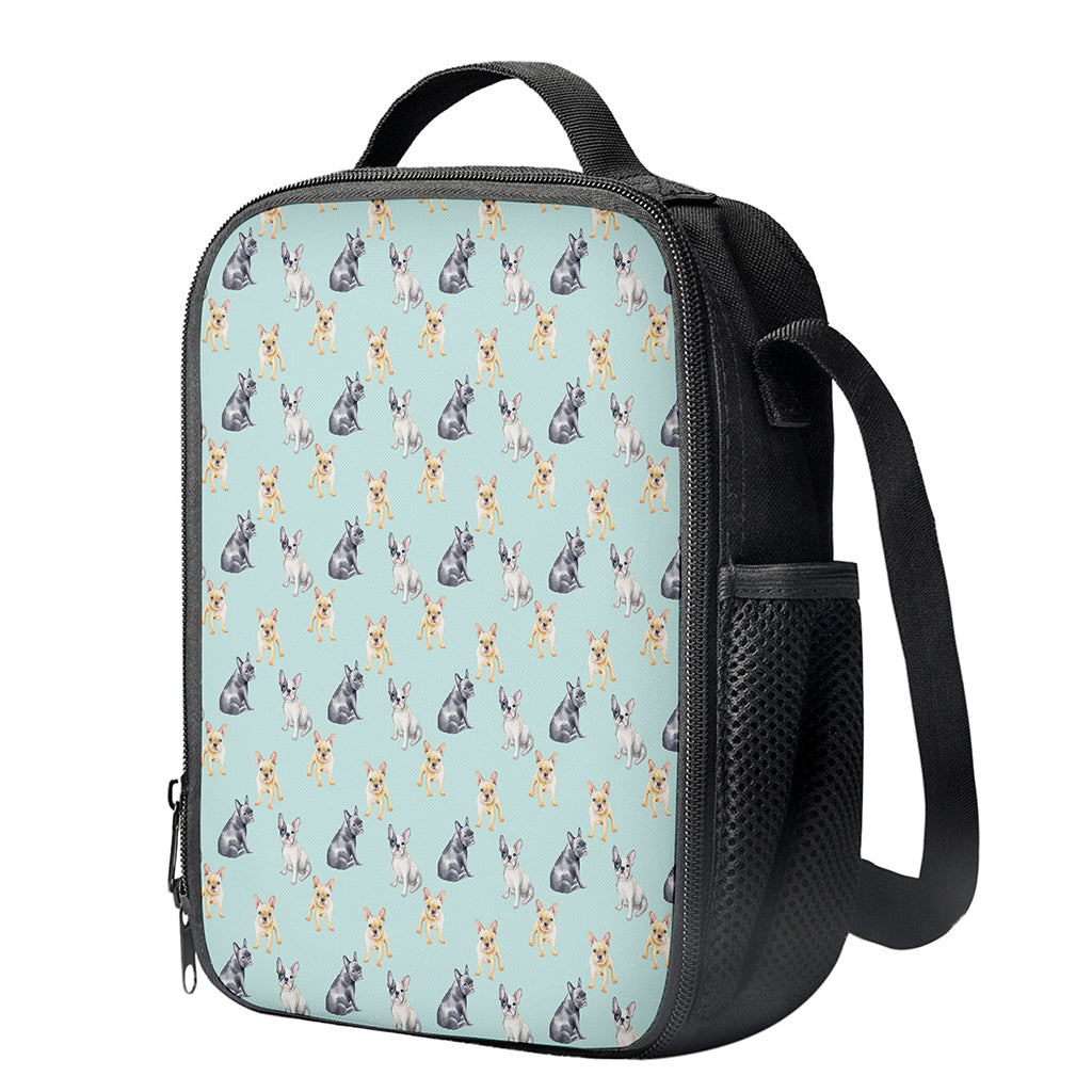 Watercolor French Bulldog Pattern Print Crossbody Lunch Bag