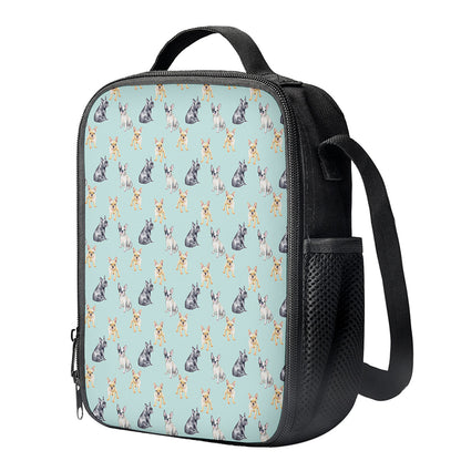 Watercolor French Bulldog Pattern Print Crossbody Lunch Bag