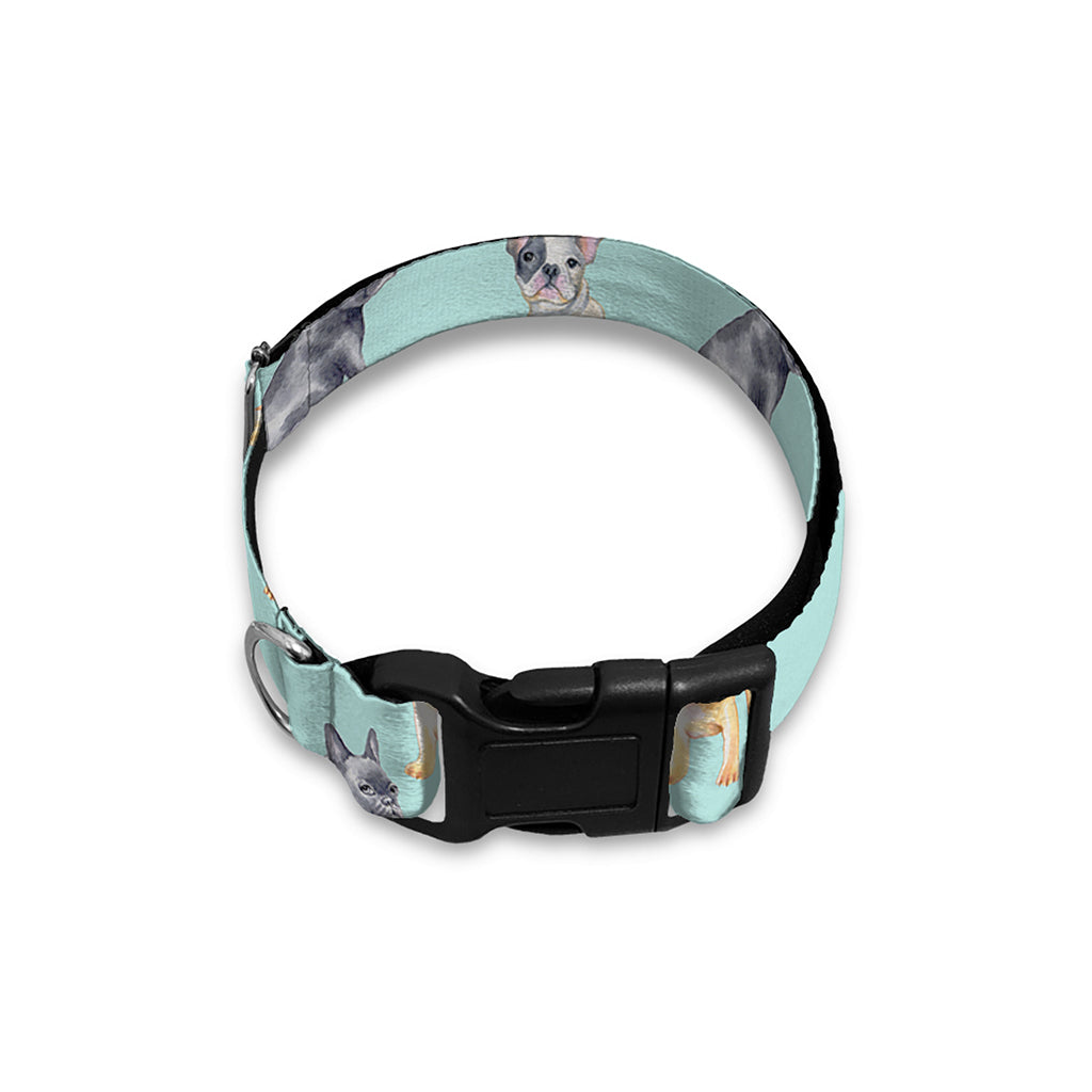 Watercolor French Bulldog Pattern Print Dog Collar