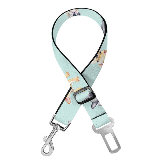 Watercolor French Bulldog Pattern Print Dog Seat Belt