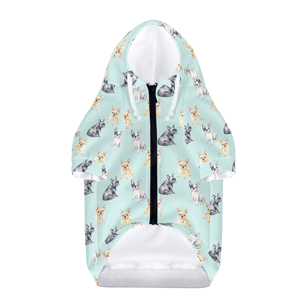 Watercolor French Bulldog Pattern Print Dog Zip Up Hoodie