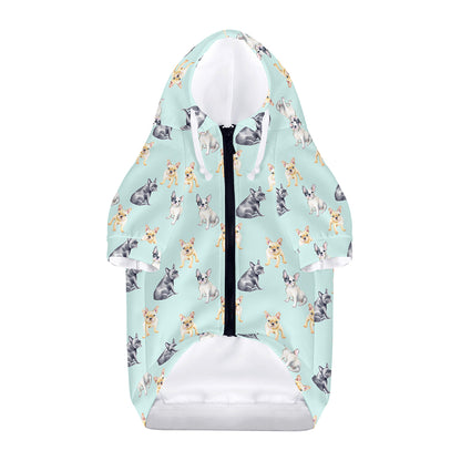 Watercolor French Bulldog Pattern Print Dog Zip Up Hoodie