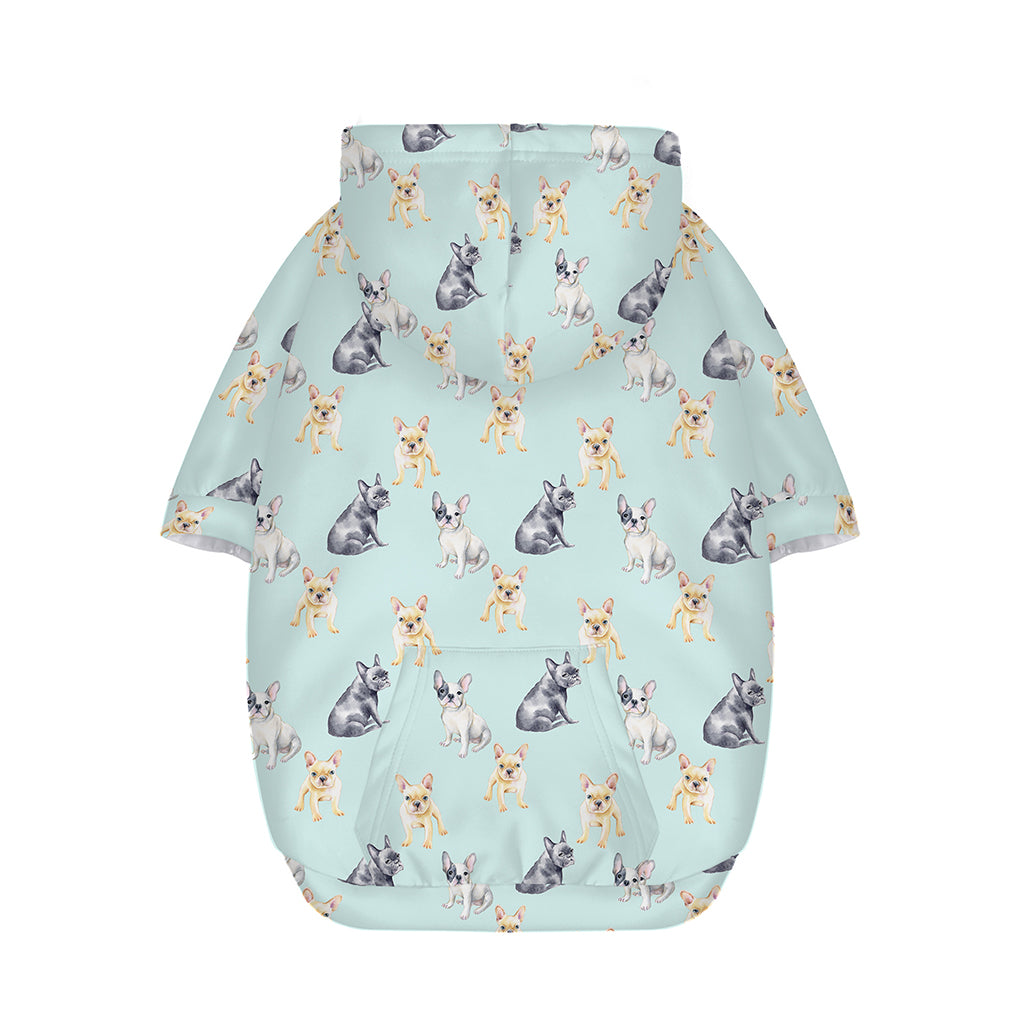 Watercolor French Bulldog Pattern Print Dog Zip Up Hoodie