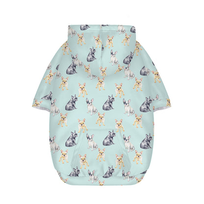 Watercolor French Bulldog Pattern Print Dog Zip Up Hoodie