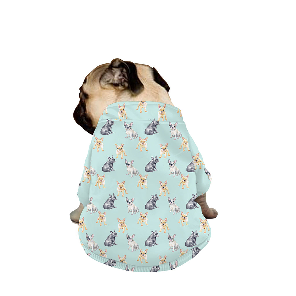 Watercolor French Bulldog Pattern Print Dog Zip Up Jacket