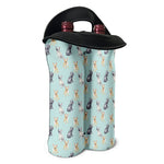 Watercolor French Bulldog Pattern Print Double Neoprene Wine Tote